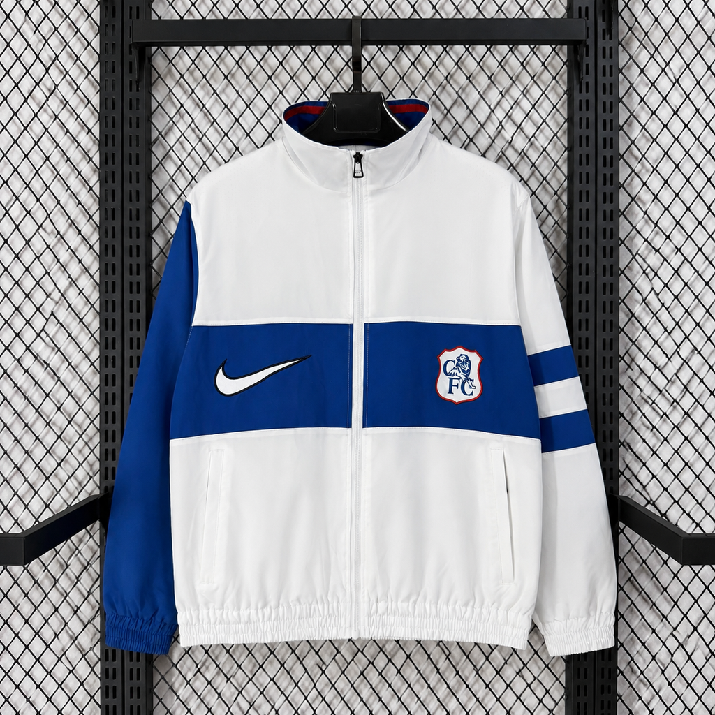 2026/2027 White Blue Retro Training Windbreaker Jacket