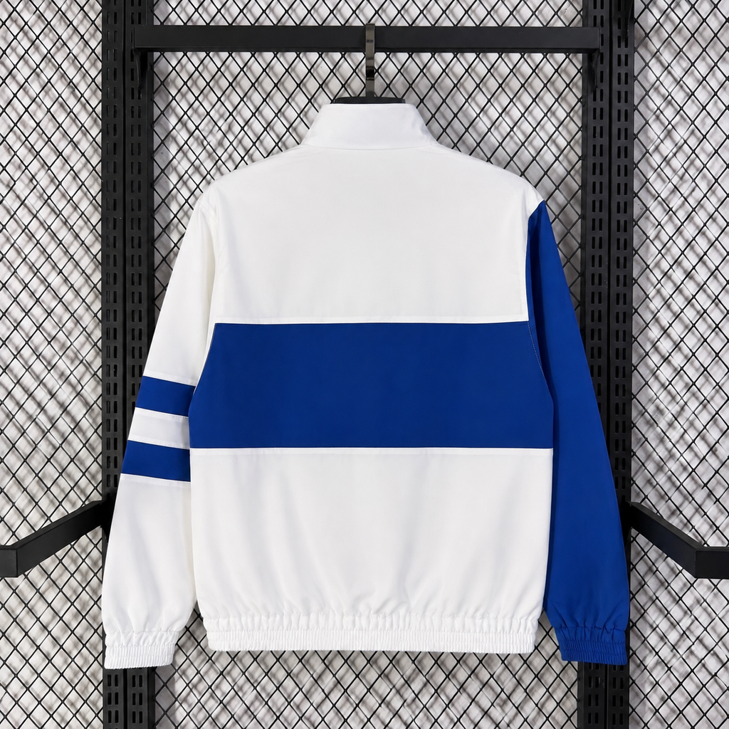 2026/2027 White Blue Retro Training Windbreaker Jacket