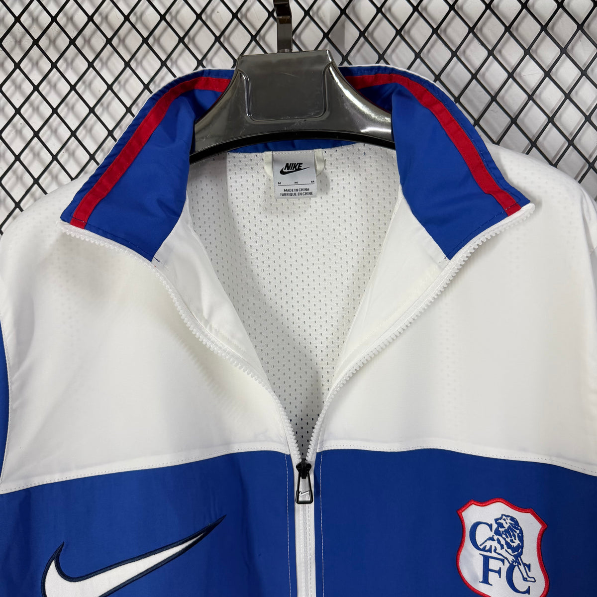 2026/2027 White Blue Retro Training Windbreaker Jacket