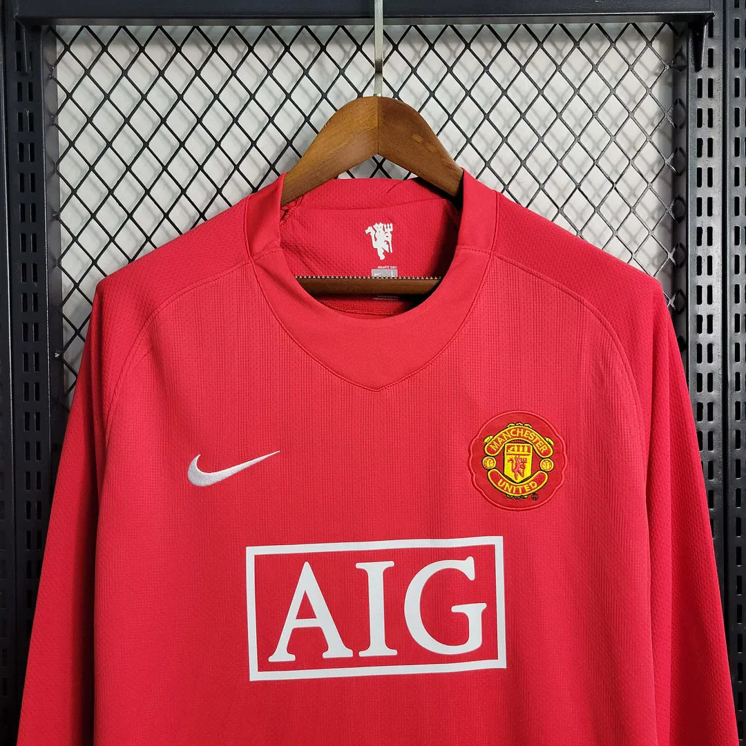 Manchester United 2007/2008 Home Long Sleeve Retro Jersey