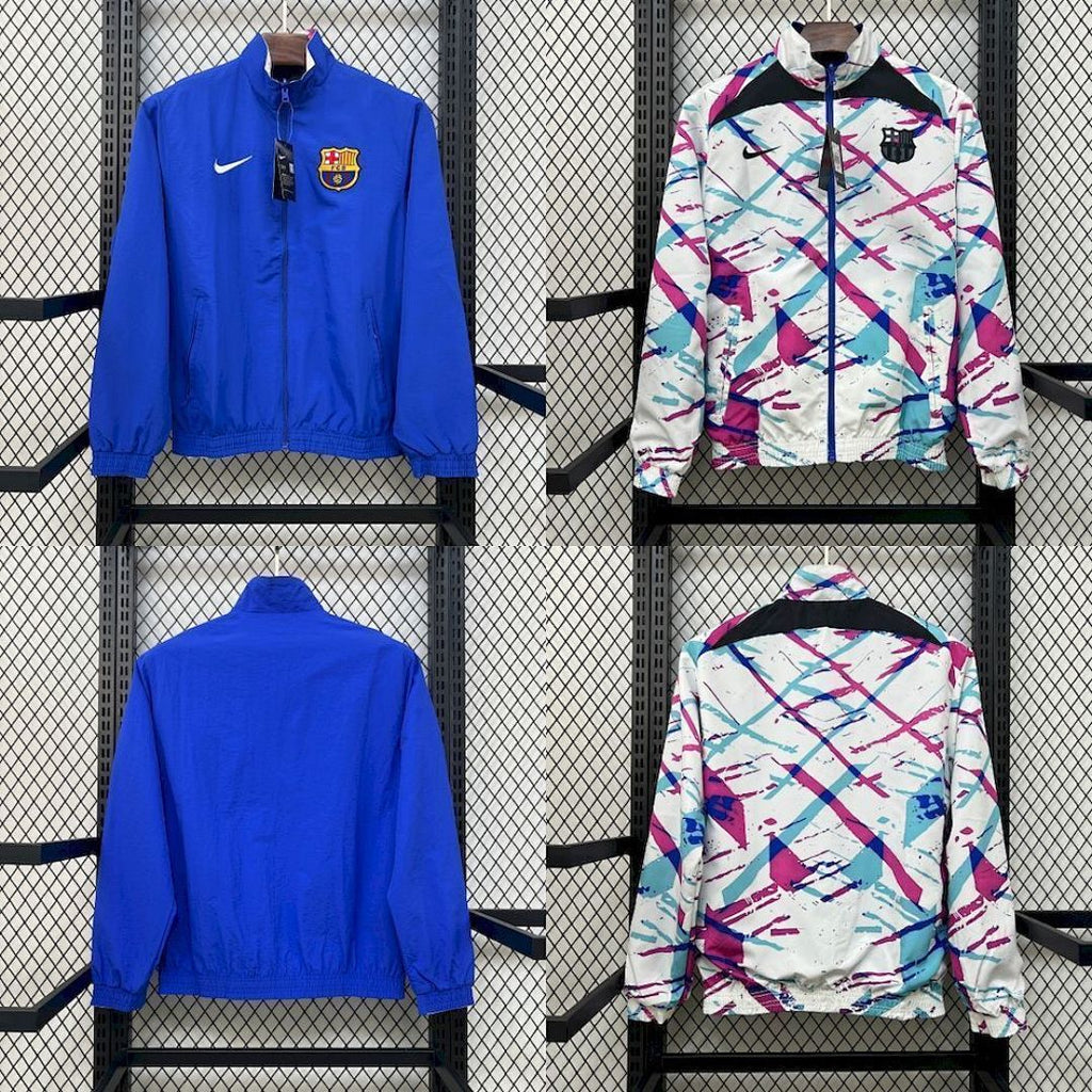 Barcelona 2025/2026 White & Blue Reversible Windbreaker Jacket