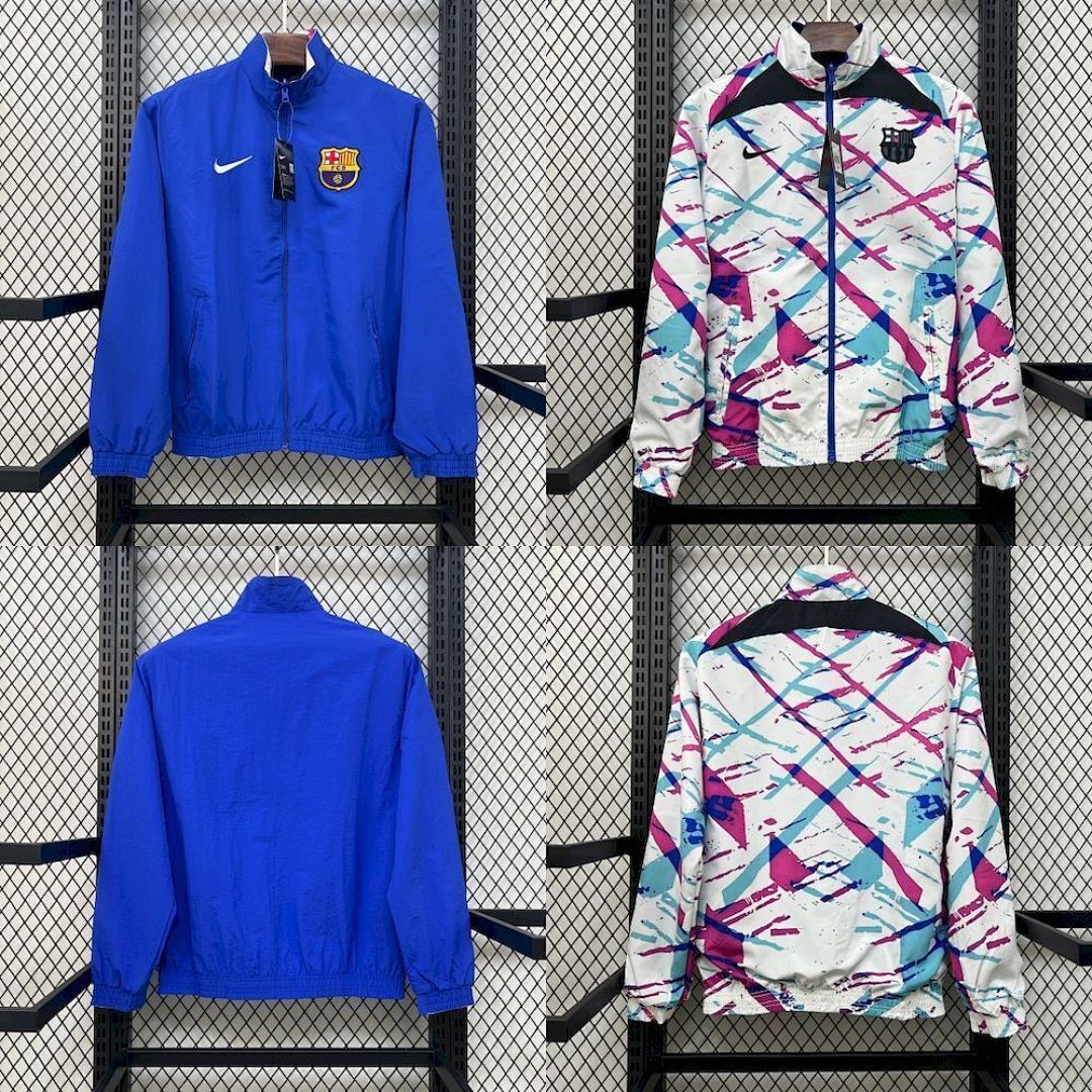 Barcelona 2025/2026 White & Blue Reversible Windbreaker Jacket