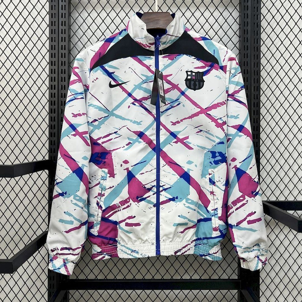 Barcelona 2025/2026 White & Blue Reversible Windbreaker Jacket