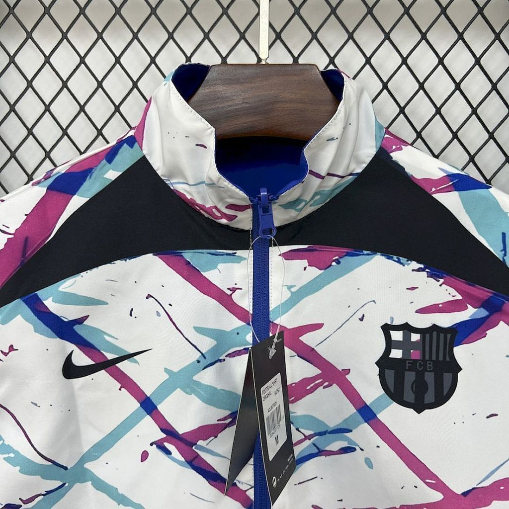 Barcelona 2025/2026 White & Blue Reversible Windbreaker Jacket