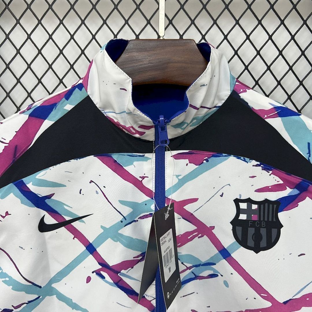 Barcelona 2025/2026 White & Blue Reversible Windbreaker Jacket
