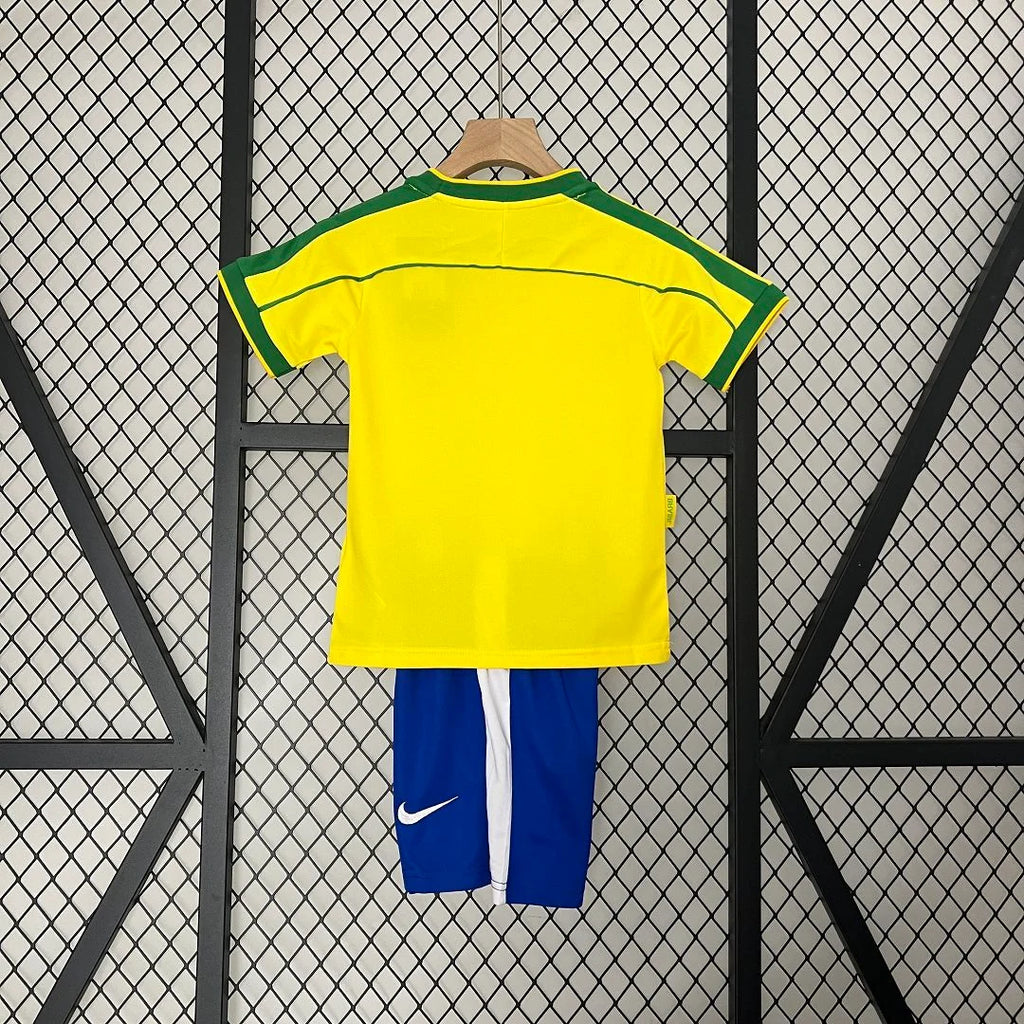 Brazil 1998 Home Retro Jersey Kids Size