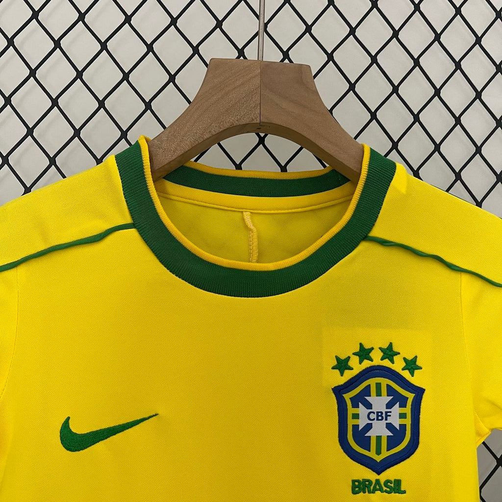 Brazil 1998 Home Retro Jersey Kids Size
