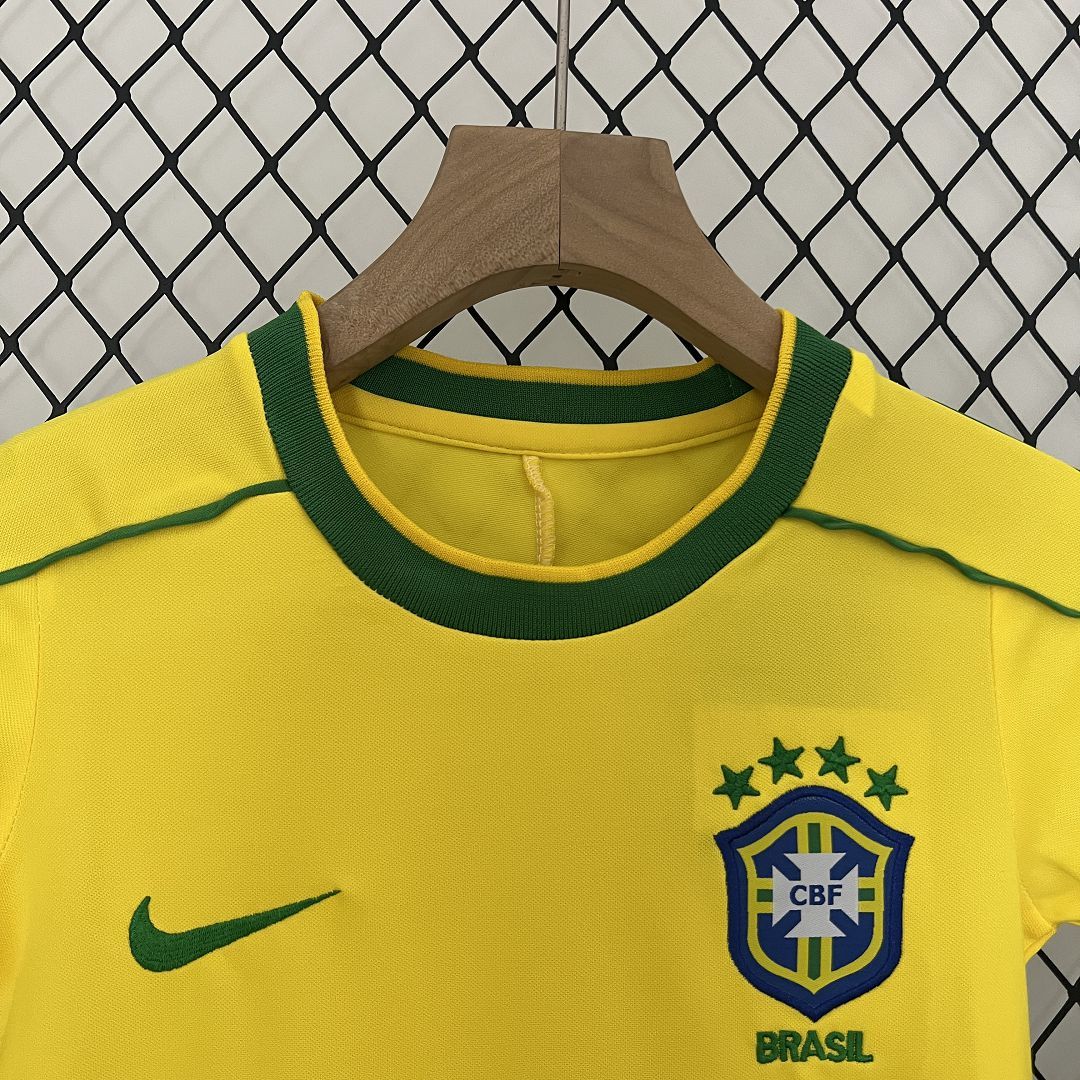Brazil 1998 Home Retro Jersey Kids Size