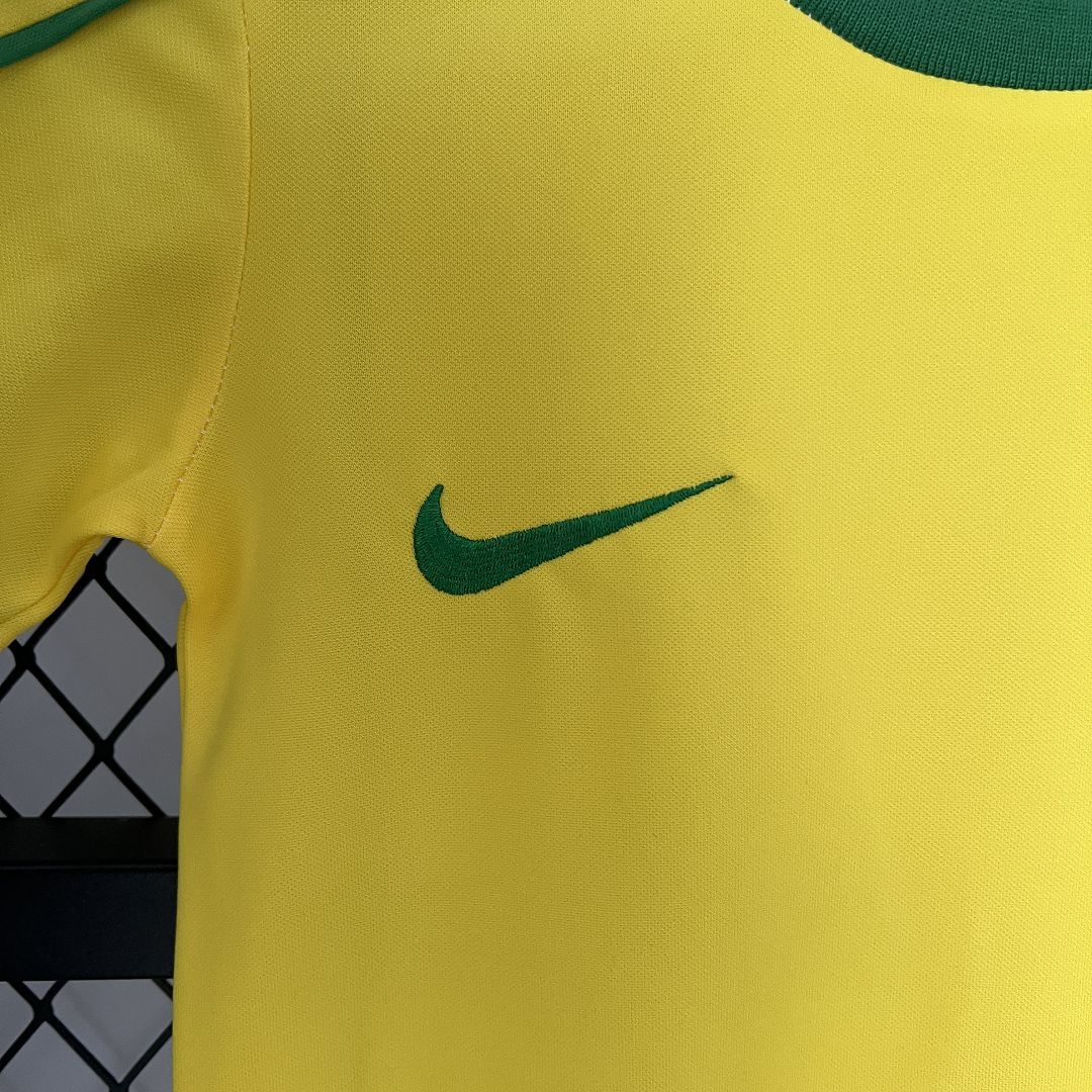 Brazil 1998 Home Retro Jersey Kids Size
