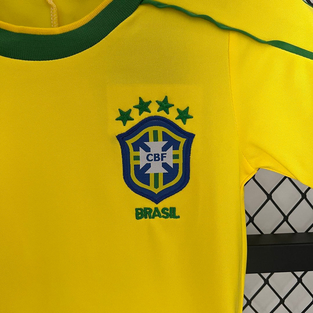 Brazil 1998 Home Retro Jersey Kids Size