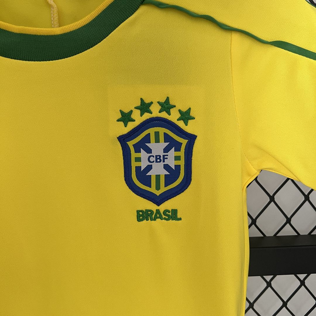Brazil 1998 Home Retro Jersey Kids Size