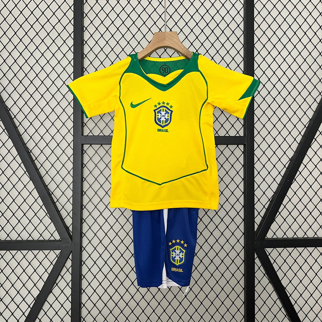 Brazil 2004 Home Retro Jersey Kids Size