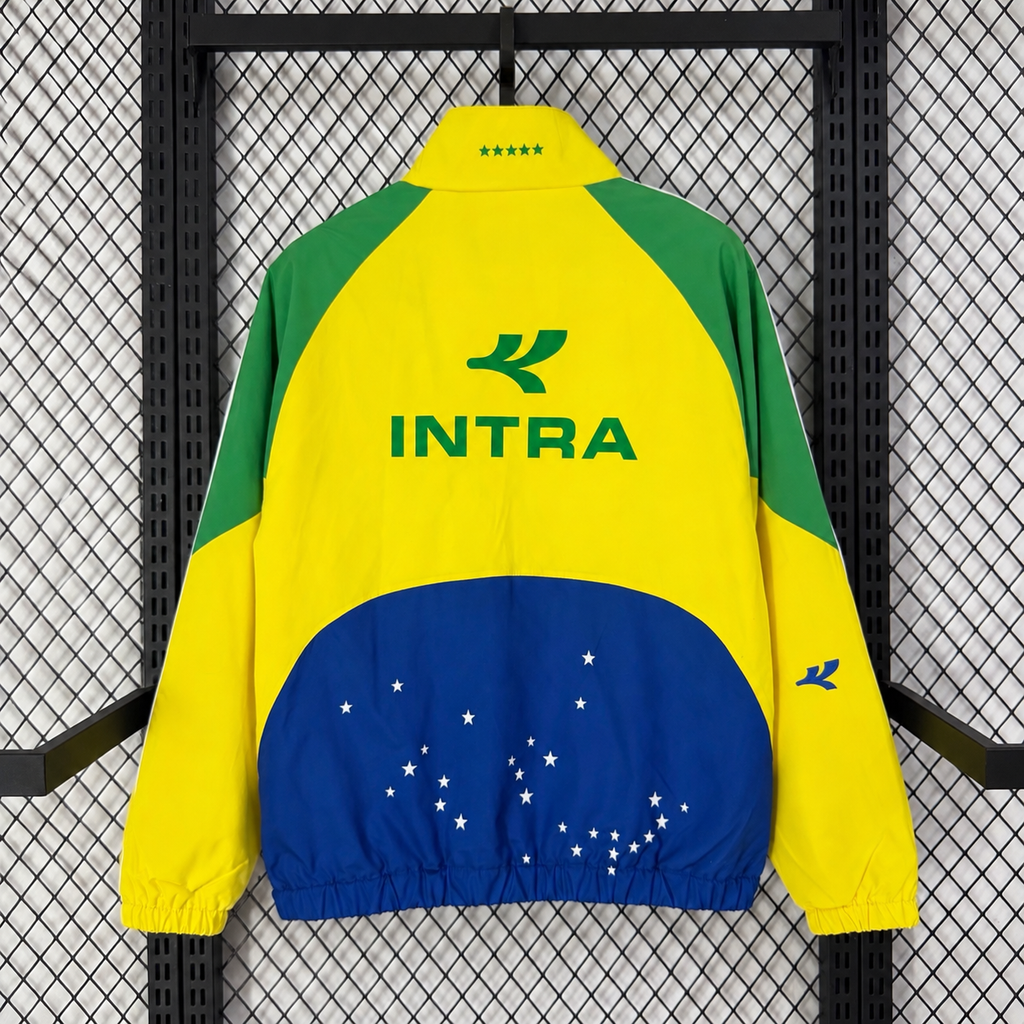 Brazil 2026 Yellow Retro Training Windbreaker