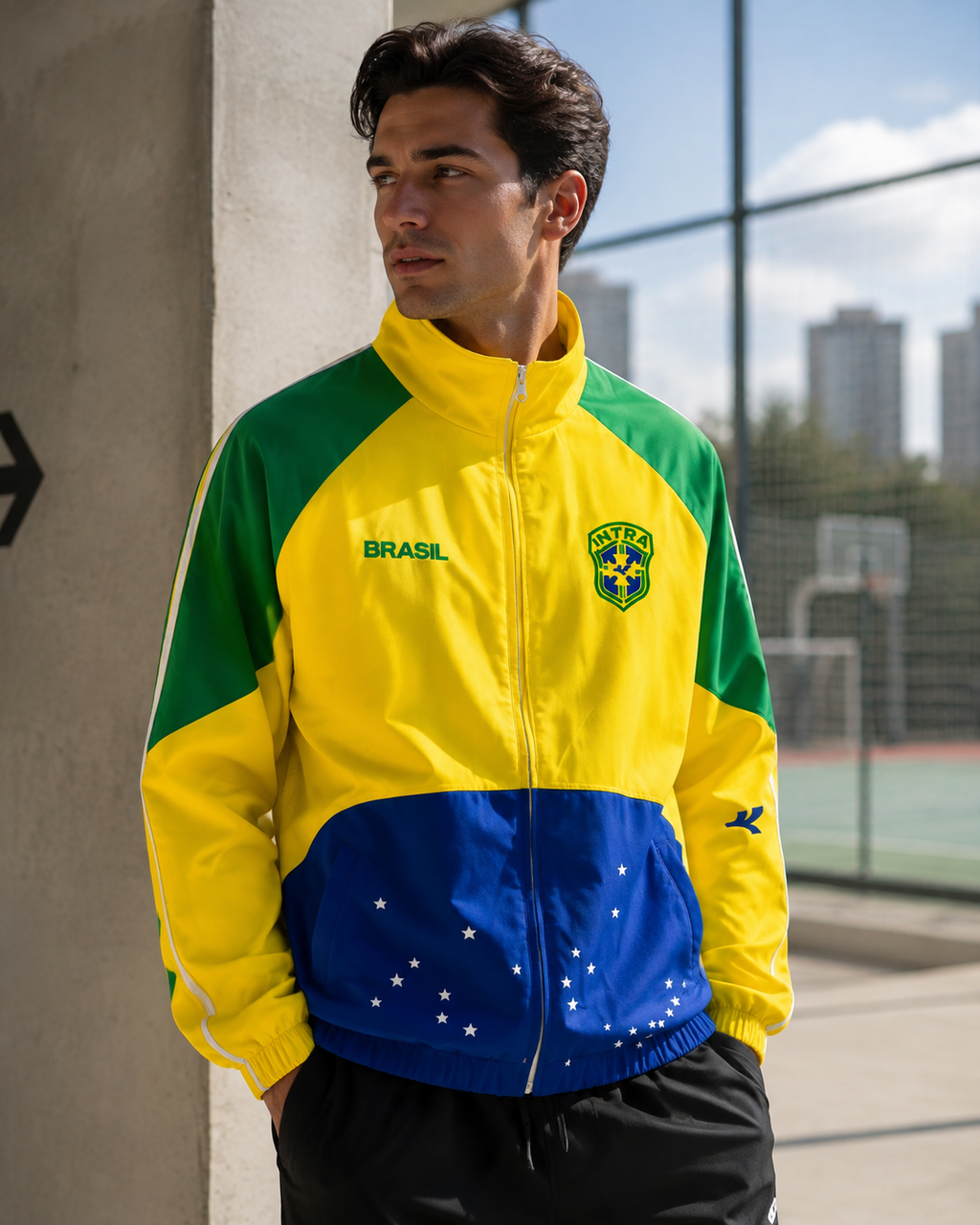 Brazil 2026 Yellow Retro Training Windbreaker