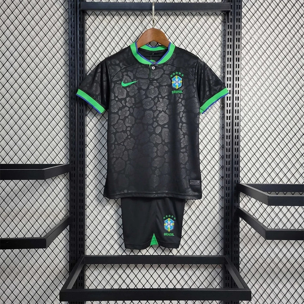 Brazil Black Leopard Jersey Kids Size