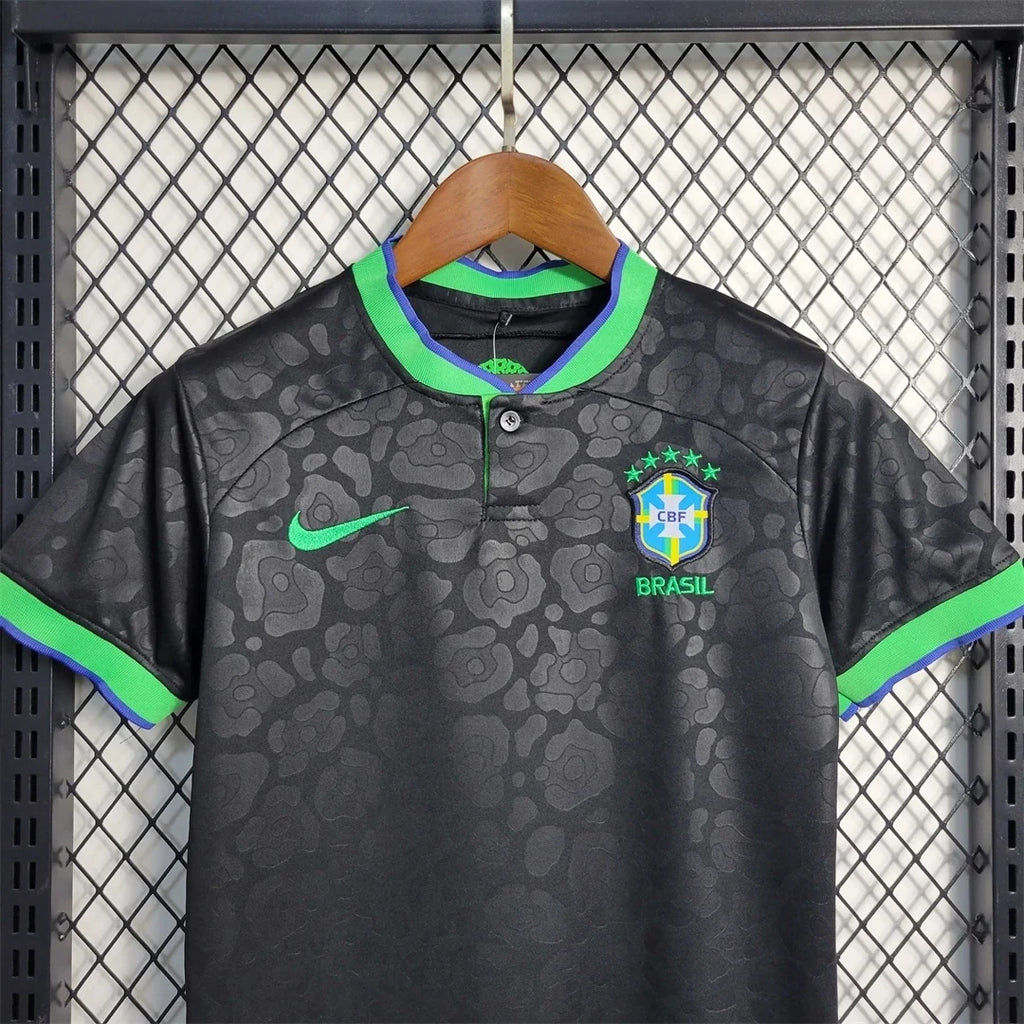 Brazil Black Leopard Jersey Kids Size