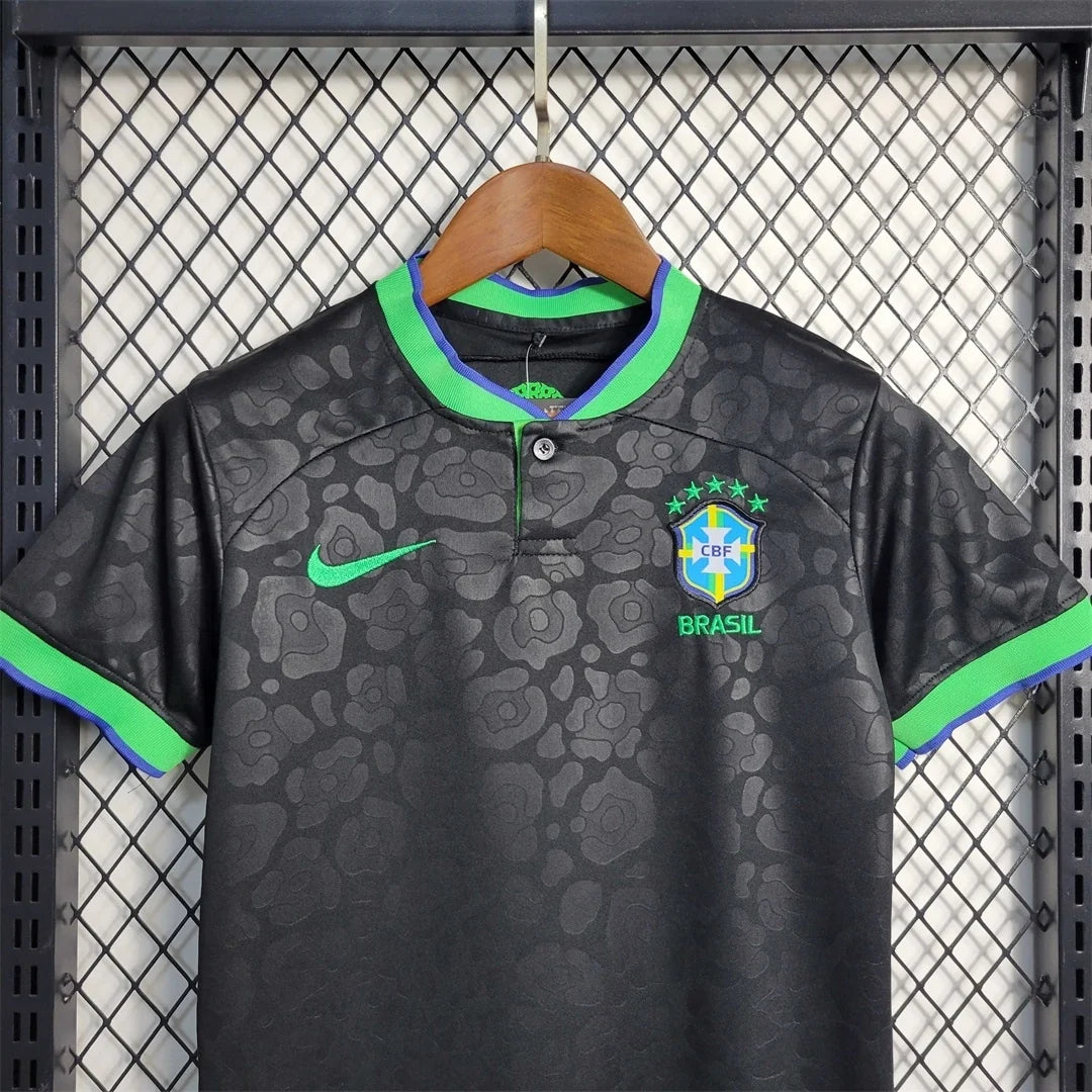 Brazil Black Leopard Jersey Kids Size