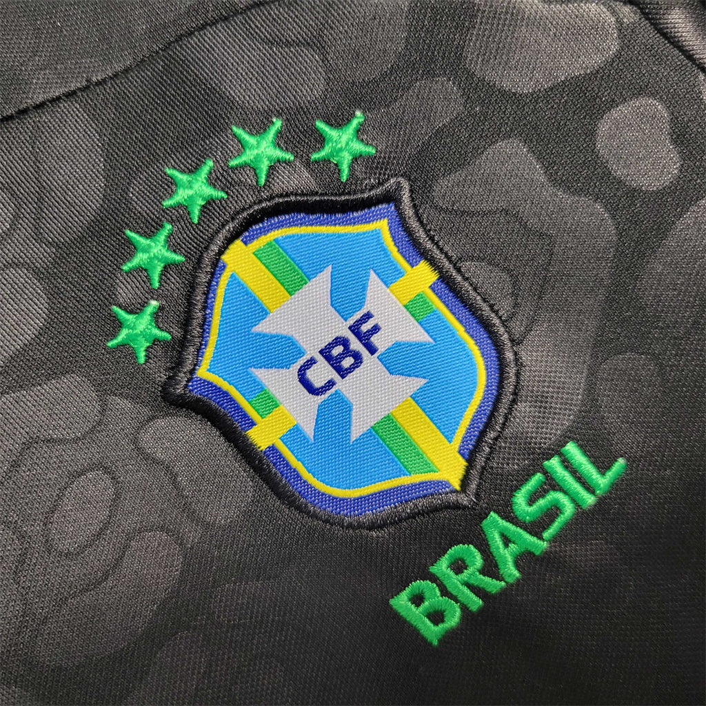 Brazil Black Leopard Jersey Kids Size