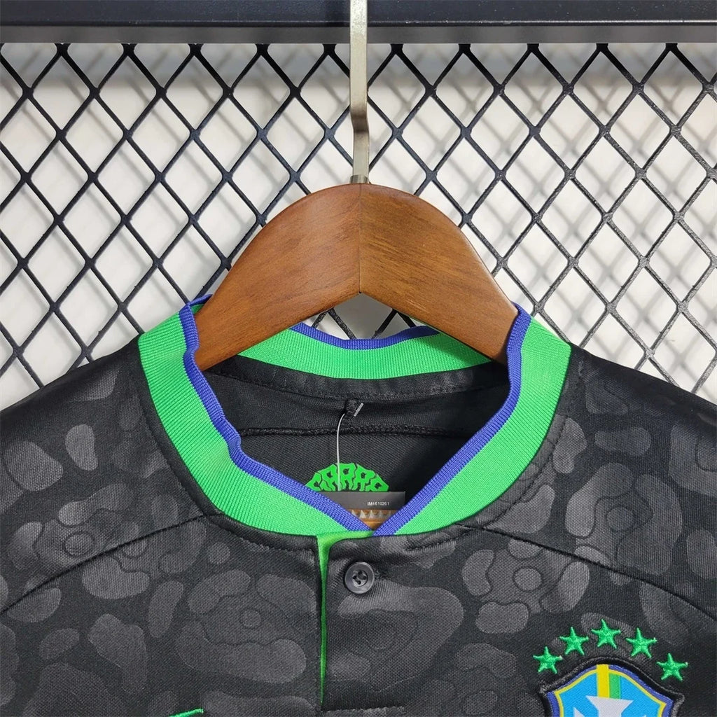 Brazil Black Leopard Jersey Kids Size