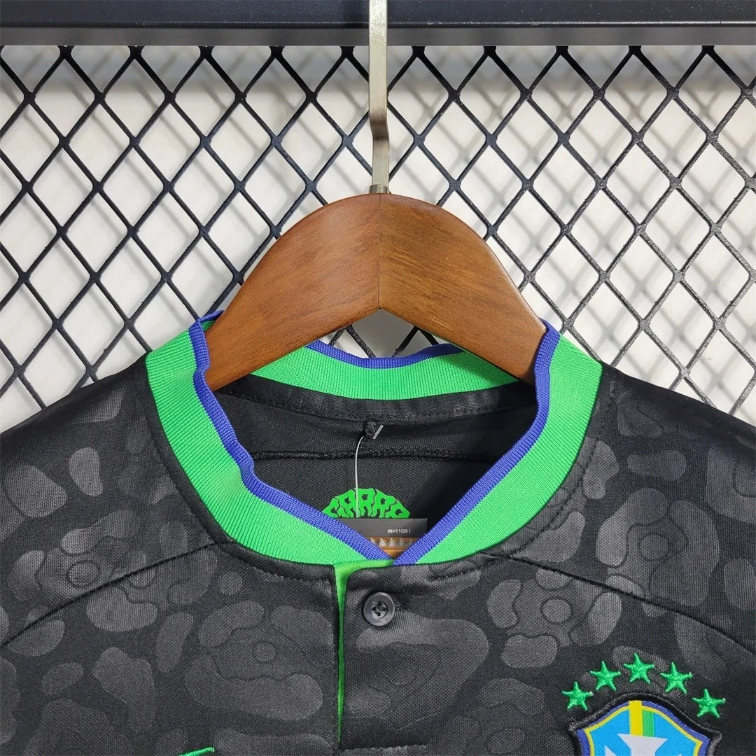 Brazil Black Leopard Jersey Kids Size