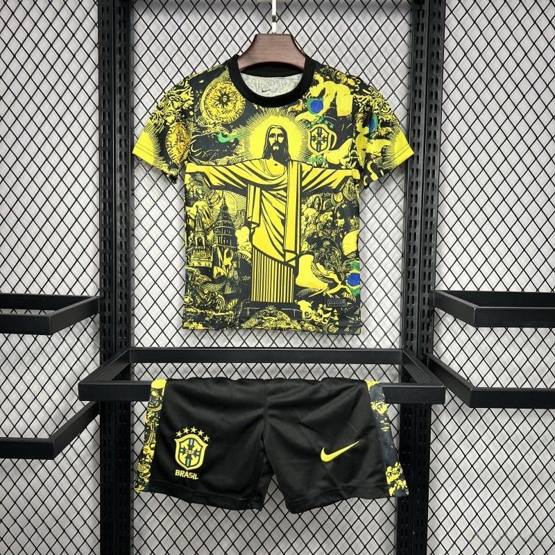 Brazil Jesus Yellow Limited Jersey Kids Size