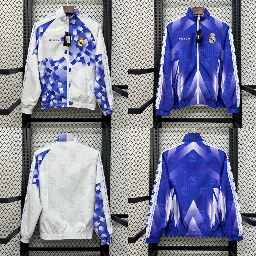 Real Madrid 2025/2026 White & Blue Reversible Windbreaker Jacket