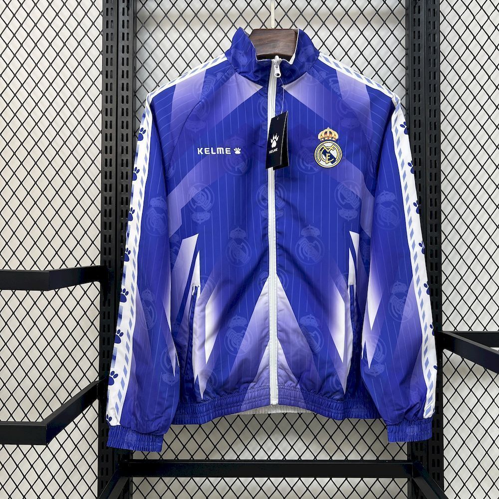 Real Madrid 2025/2026 White & Blue Reversible Windbreaker Jacket