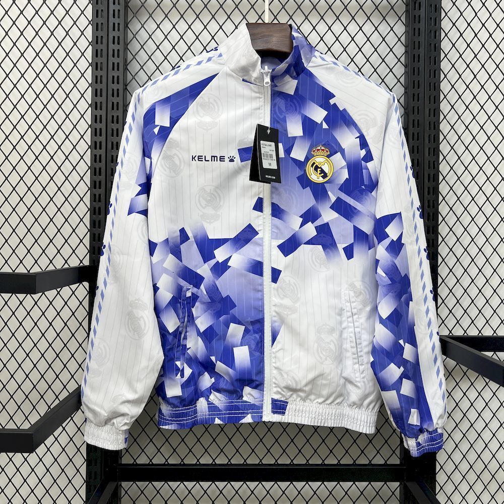 Real Madrid 2025/2026 White & Blue Reversible Windbreaker Jacket